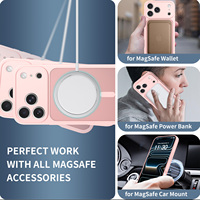 Coque de téléphone magnétique sans fil rose mignonne pour fille, étui souple avec protection d'objectif pour iPhone 18 17 16 15 14 13 Pro Max