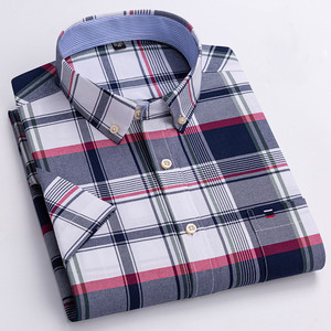 <span class=keywords><strong>Camicia</strong></span> da <span class=keywords><strong>uomo</strong></span> in cotone Oxford Plaid Casual formale a maniche corte abbottonata da lavoro per ufficio <span class=keywords><strong>camicia</strong></span> da <span class=keywords><strong>uomo</strong></span> - Product Image 4
