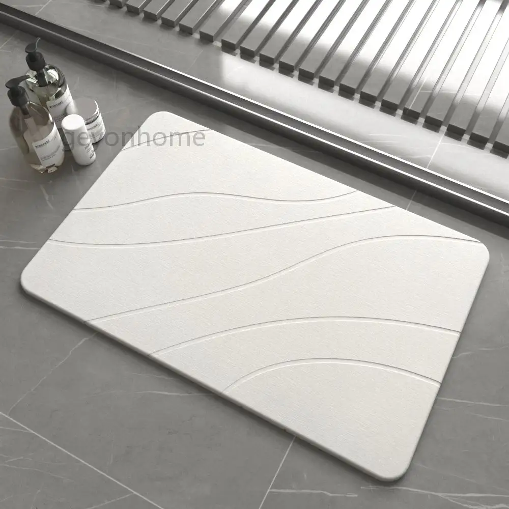 Morden Luxury Engraved Diatomite Bath Mat Stone Water Absorbent Quickly bathroom mat for bathroom