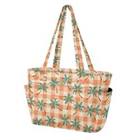 Sac à main tendance, imprimé palmier personnalisé, en polyester matelassé, grand sac fourre-tout pour femme avec poches latérales, pour l'été, la plage et les voyages