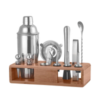 Ensemble de shakers à cocktails en acier inoxydable 750 ml, kit de barman avec supports en bois