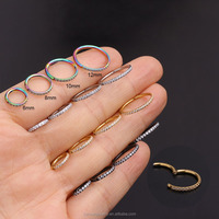 Anneau segmenté articulé en acier inoxydable classique et tendance avec zircone cubique, pour piercing cartilage, tragus, orbital, conque, hélix, mariage
