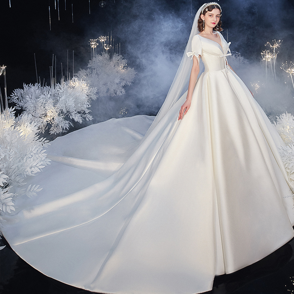aliexpress satin corset basque waist long wedding dress Solana Ensemble aliexpress satin corset basque waist
