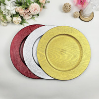Assiette de Présentation Ronde en Plastique de 13 Pouces, Dorée à Perles, Électroplaquée, pour Mariage, Hôtel, Noël, Décorative et Moderne