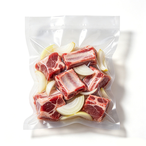 Lebensmittelechte Kundenspezifische Geprägte PE-Vakuumfolie für Sous-Vide-Verpackung Salat Babynahrung Sushi Mikrowellengeeignet Tierfutter Nudeln Milch Gelee - Product Image 4