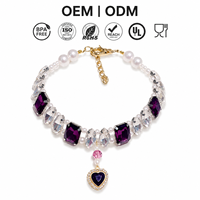 Collier pour animaux de compagnie avec pendentif en forme de cœur violet pour chats et chiens, bijoux pour chats personnalisés