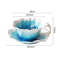Lelyi INS Tasse à café et soucoupe irrégulières faites à la main créatives de grande valeur Petite tasse en céramique gaufrée de style frais
