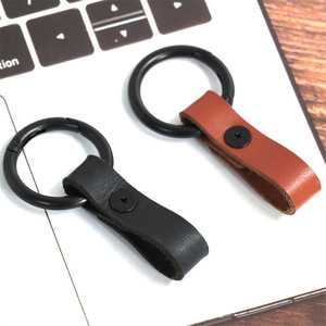 <b>Leather</b> <b>Keychain</b> Carabiner Oval Cowhide Keyring Durable Key Accessory - Product Image 2