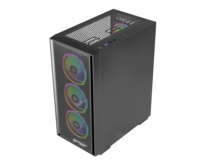Boîtier PC Gamer ATX Mid Tower avec panneau latéral en verre trempé fait maison, RGB, alimentation et USB 3.0