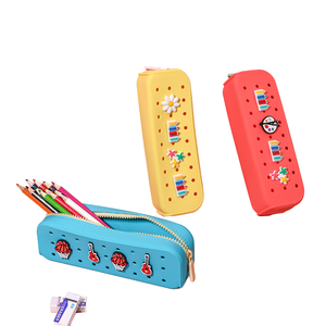 NOVOSILI ODM&OEM Custom Casual Korean Style Silicone Zipper Closure Pencil Case 20x6x5cm DIY Creativity Hole Punch Design <b>Bag</b> - Product Image 1