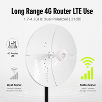 Antenne parabolique à grille polarisée double 1,7-4,2 GHz 21 dBi longue portée pour routeur 4G LTE