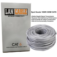 Cable de Red Cat6 del Fabricante, 4 Pares, 8 Hilos, Cable UTP Cat 6 de Cobre Puro, 100m 305m en Caja, 23awg 24awg, Cables de Comunicación