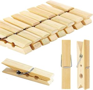 24pcs/bag Mini 5.5x1.2cm Natural Bamboo Clothes <b>Clips</b> Wooden Pegs Eco-Friendly Multifunction Tools for Living Room Use - Product Image 1
