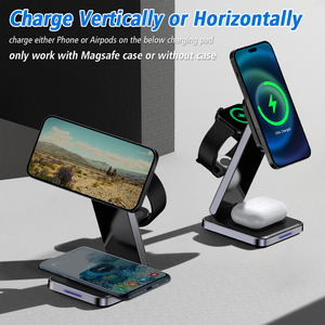 Xu Hướng Mới Tốt Nhất Bán 15W Cho Nhanh Chóng Sạc 3-Trong-1 Có Thể Gập Lại Từ Sạc Không Dây Đứng Cho Điện Thoại Di Động Hợp Kim Nhôm - Product Image 3