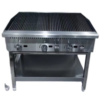 Peralatan Dapur Komersial OUTE 36''  Panggangan Batu Lava Gas Stainless Steel  Charbroiler BBQ Grill Dengan Rak Terpasang