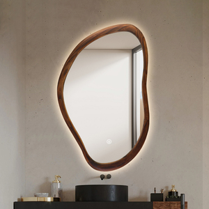 <span class=keywords><strong>Miroir</strong></span> <span class=keywords><strong>de</strong></span> <span class=keywords><strong>salle</strong></span> <span class=keywords><strong>de</strong></span> <span class=keywords><strong>bain</strong></span> <span class=keywords><strong>vintage</strong></span> irrégulier en gros, à LED, à économie d'énergie, anti-buée, avec cadre en bois, <span class=keywords><strong>miroir</strong></span> mural décoratif avec éclairage arrière - Product Image 1