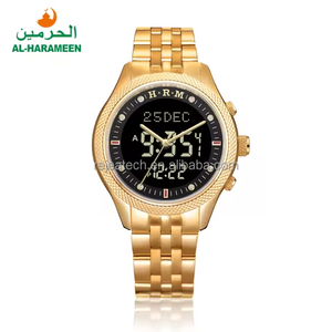 Montre numérique professionnelle HA-6105 avec <span class=keywords><strong>prière</strong></span> musulmane arabe, bracelet Azan automatique, <span class=keywords><strong>boussole</strong></span> Qibla, cuir, alliage, ovale, 5 mm - Product Image 6