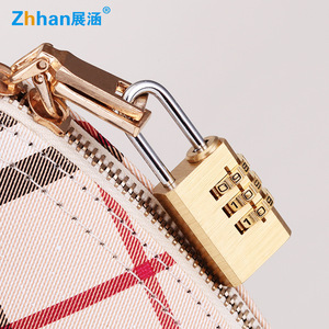 กุญแจทองเหลืองแบบผสมผสานยี่ห้อ Zhan Han พร้อมรหัส 3 หลัก สำหรับใช้กับกระเป๋าเดินทาง ตู้เก็บของ และประตูเพื่อความปลอดภัย - Product Image 1