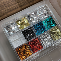12 Grilles de Paillettes Étoiles Holographiques Ultra-Fines Métalliques pour Décoration d'Ongles, Flocons de Manucure, Décalcomanies pour Nail Art