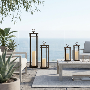 Wholesale Modern <b>Tall</b> Stainless Steel Brown Metal Handmade Durable Candle Holder <b>Lanterns</b> for Christmas Easter Home Outdoor - Product Image 3