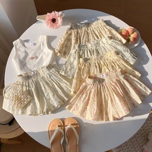 Snail Bobo Girls Floral Pleated Shorts High Waist Breathable Summer Outfit For Children Fashion Skirt - Product Image 2