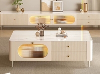 Nouvelle table basse armoire moderne en bois de style crème français, haut de gamme et de luxe léger, 2026