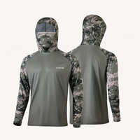 Chemise de pêche à capuche pour homme avec imprimé camouflage personnalisé et cache-visage, protection UPF, manches longues, haut d'extérieur, vente en gros, fabrication OEM ODM