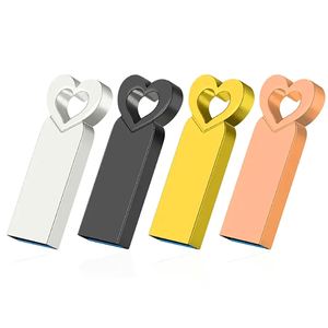 Memoria USB 3.0 Metálica en Forma de Corazón, Multicolor, con Logotipo Personalizado Grabado con Láser, Romántica, Portátil, con Orificio para Llavero, Regalo - Product Image 1