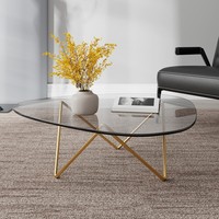 Table basse ronde en verre trempé de style nordique, design minimaliste moderne, table d'appoint pour petit appartement, haut de gamme