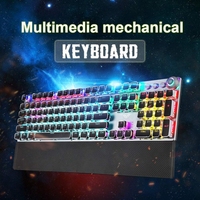 Clavier de jeu mécanique filaire USB AULA F2088, 108 touches, interrupteurs bleus, éclairage RVB 7 couleurs, métal mixte, langue anglaise