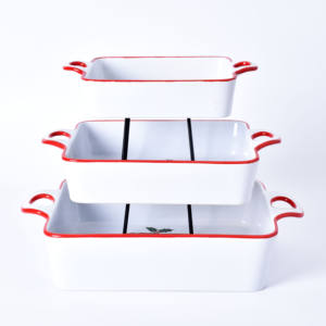 Set di teglie rettangolari in ceramica ecologica e resistente per biscotti e pane, disponibili in diverse misure, adatte al forno per uso domestico in cucina. - Product Image 2