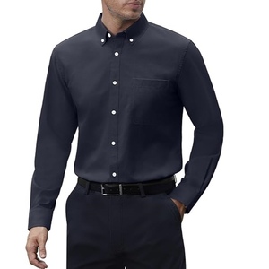 100% di cotone Oxford bottone verso il basso camicie nere per gli uomini di colore solido logo personale di personalizzazione - Product Image 6