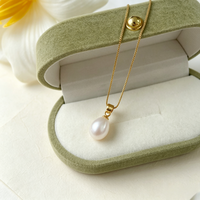 Ensemble de bijoux en perles d'eau douce de forme riz 8-9 mm AAA, argent S925 plaqué or, collier à chaîne, boucles d'oreilles, pendentif 45 cm, unisexe