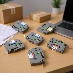 Cinta para etiquetadora de 12 mm D0100X3I3AT, recambios de papel térmico rectangular impermeable para etiquetas de envío y embalaje - Product Image 2