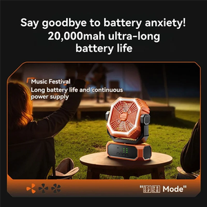Ventilador de Camping Recarregável de 3 Velocidades 20000Mah, Com Movimento Automático, Luz LED, Controle Remoto, Ventilador Portátil para Uso Externo e de Mesa - Product Image 4