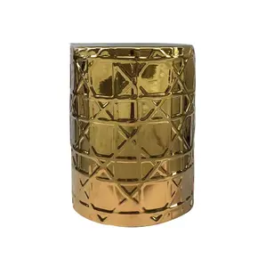 Asiento de jardín de porcelana Taburete de muebles de cerámica chapado en oro y plata