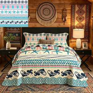 Parure de <span class=keywords><strong>lit</strong></span> bohème en microfibres <span class=keywords><strong>couvre</strong></span>-<span class=keywords><strong>lit</strong></span> matelassé à motif poissons exotiques, léger et adapté à toutes les saisons - Product Image 2
