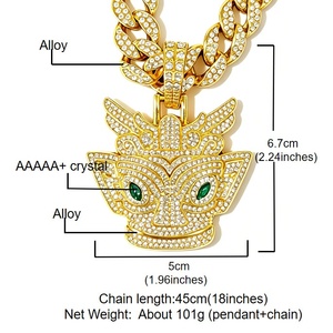 PD3209 Collier Hip Hop en alliage avec pendentif masque entièrement serti de diamants, style européen et américain, bijoux de rue personnalisés - Product Image 6
