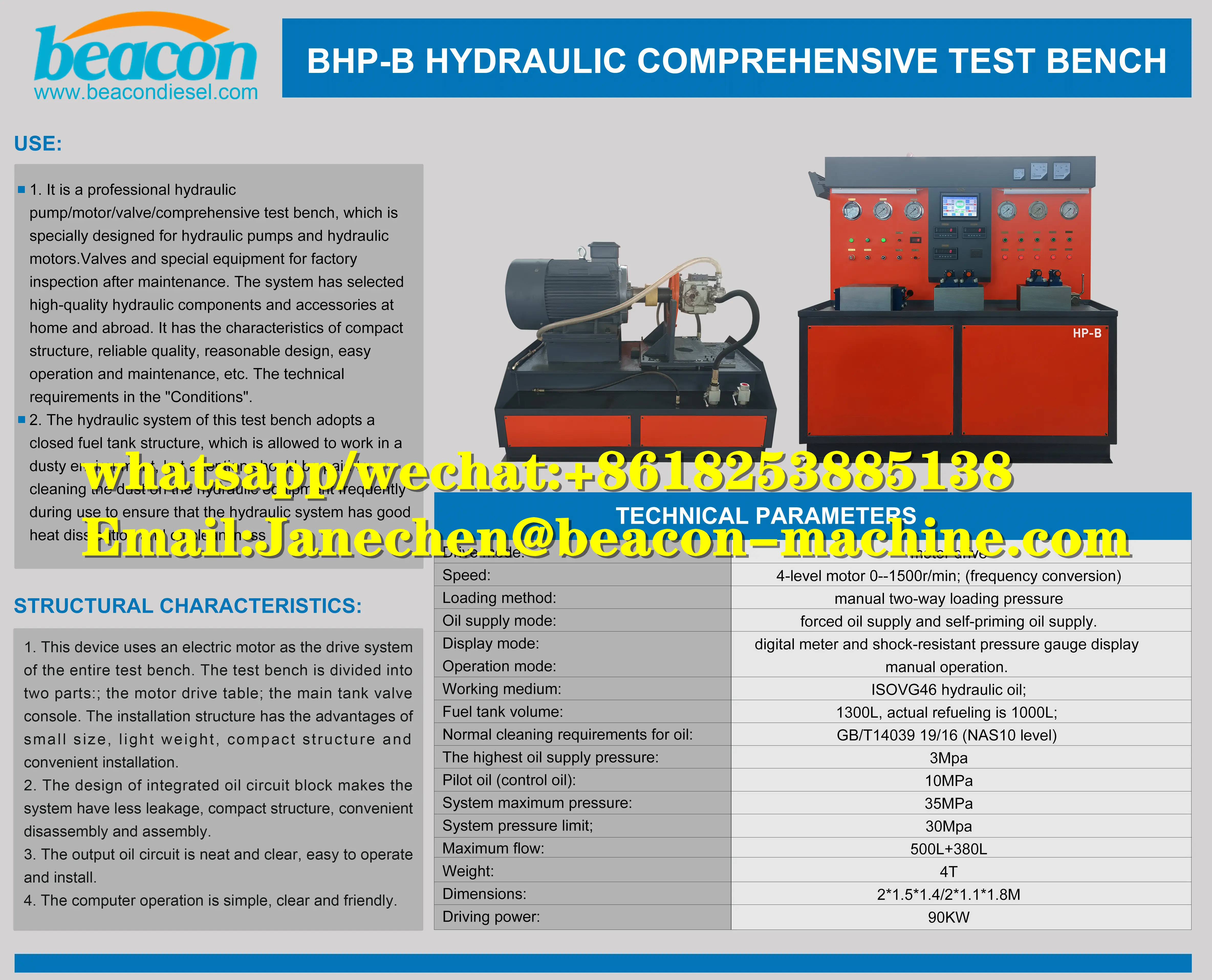 Hydraulic Pump Test Machine BEACON MACHINE 90KW 35MPA Hydraulic Test System Pump Motor Valve Cylinder Comprehensive Repair Tools Testing Bench