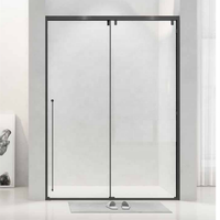 Douche coulissante 2 portes avec portes coulissantes en verre teinté Acrylique en acier inoxydable carré droit sans cadre 5 jeux faciles à installer