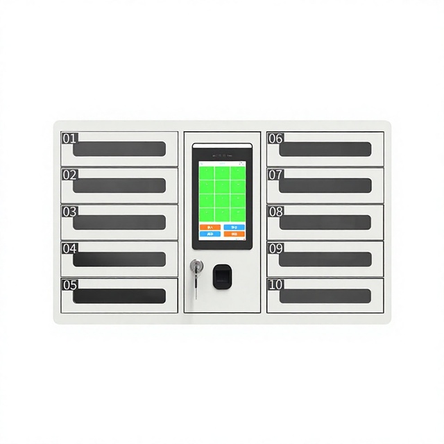 Wall Mounted Smart Phone Charging Cabinet Face Recognition Mobile Device Locker for Office Use