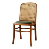 Chaise de salle à manger moderne en bois massif et rotin, dossier haut, siège en cuir souple, entièrement assemblée, chaises en bois pour restaurant, hôtel, café, noir