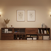 Ensemble de meuble TV et table basse en bois massif de style minimaliste nordique, noyer noir d'Amérique du Nord, armoire de rangement pour salon