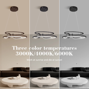 <span class=keywords><strong>Lampadario</strong></span> a Sospensione LED con <span class=keywords><strong>Doppio</strong></span> Anello per Sala da Pranzo e Bar, Design Moderno in Oro Caldo per Soggiorno - Product Image 6