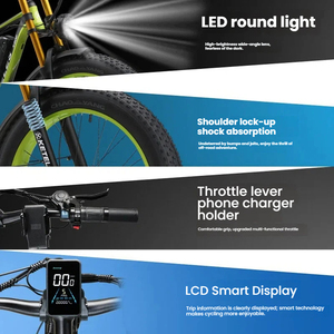 Bicicleta Eléctrica de Montaña Europea de 26 Pulgadas con Neumáticos Gruesos 4.0, Cuadro de Aluminio Softtail, 21 Velocidades, Frenos de Disco, Motor sin Escobillas de Alta Velocidad - Product Image 6