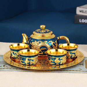 Service à thé Kung Fu en métal de style nordique, pour la maison, tasse de maître, infuseur à thé, théière, cadeau, nouveau <span class=keywords><strong>pichet</strong></span> à eau froide portable, plateau à thé sec - Product Image 4