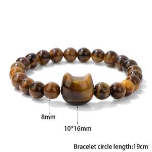 הכי טוב למכור הסיטונאי 8 מ "מ קריסטל טבעי חתול ראש קסם יוגה אלסטי צמיג מתנה ליום הולדת - Product Image 2