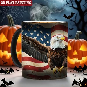 Tasse magique 11oz en céramique noire givrée, mug à changement de couleur avec motif drapeau américain - Product Image 6