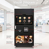 Distributeur automatique de café commercial, sans surveillance, avec distribution automatique de couvercles de tasses, pour boissons chaudes et froides, SDK, OEM