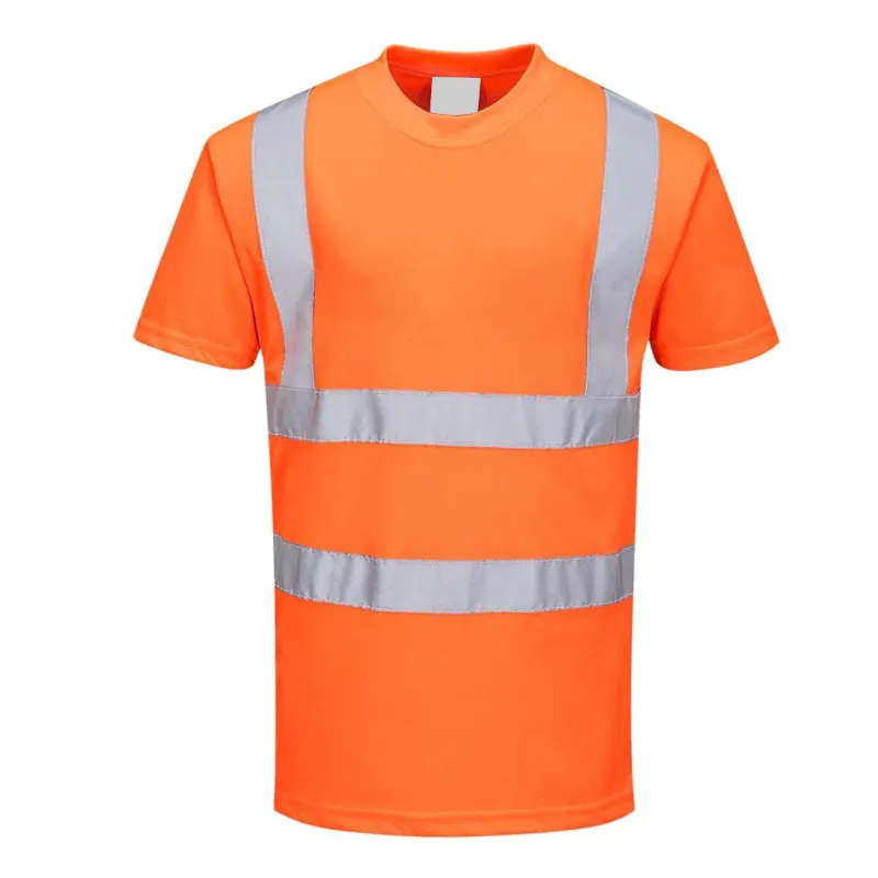 Camiseta de manga curta Hi Vis para segurança com gola redonda, roupas de alta visibilidade, segurança e trabalho, olho de pássaro